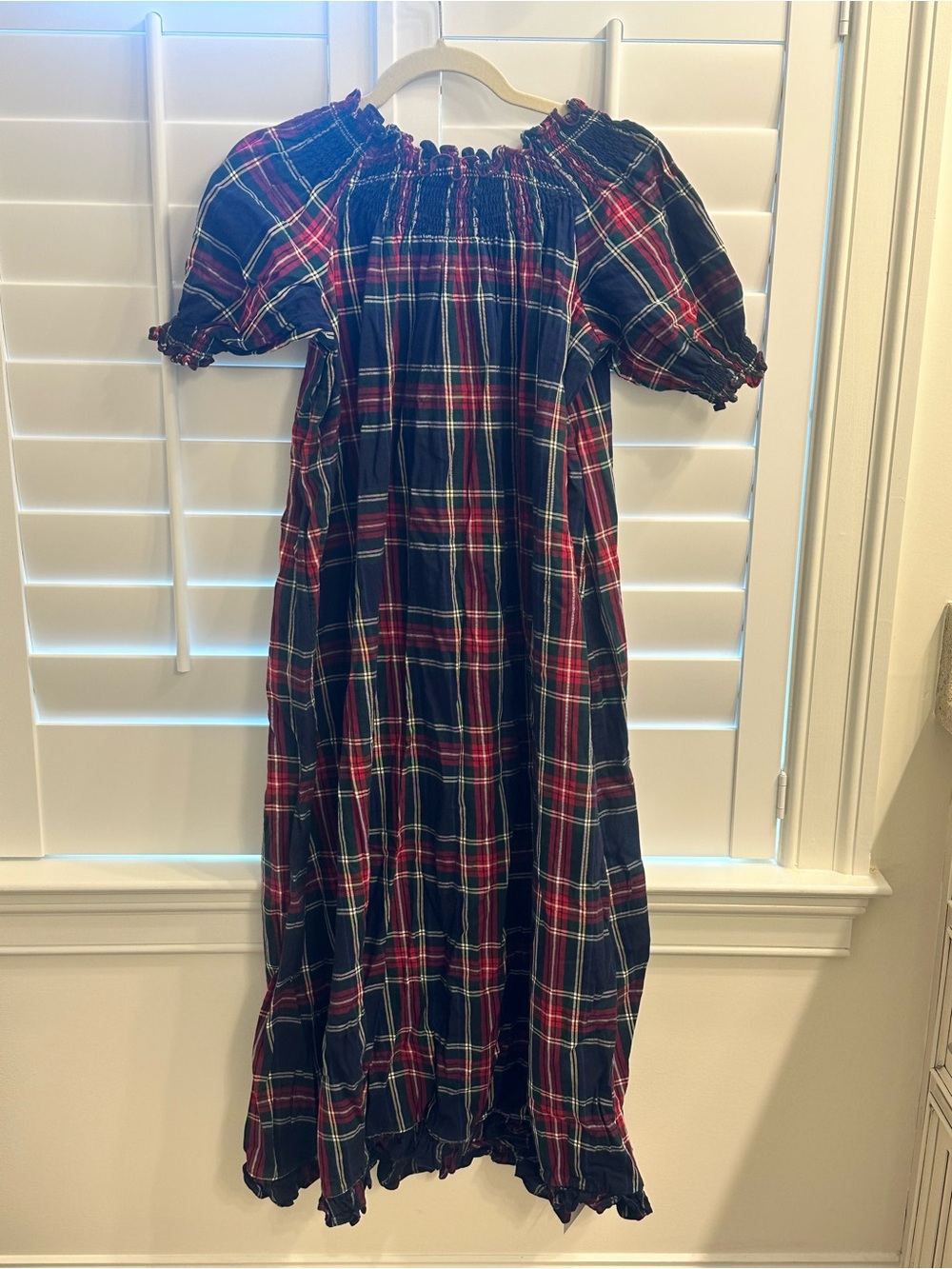 Hill House Plaid Midi Dress in Navy, Red, Green